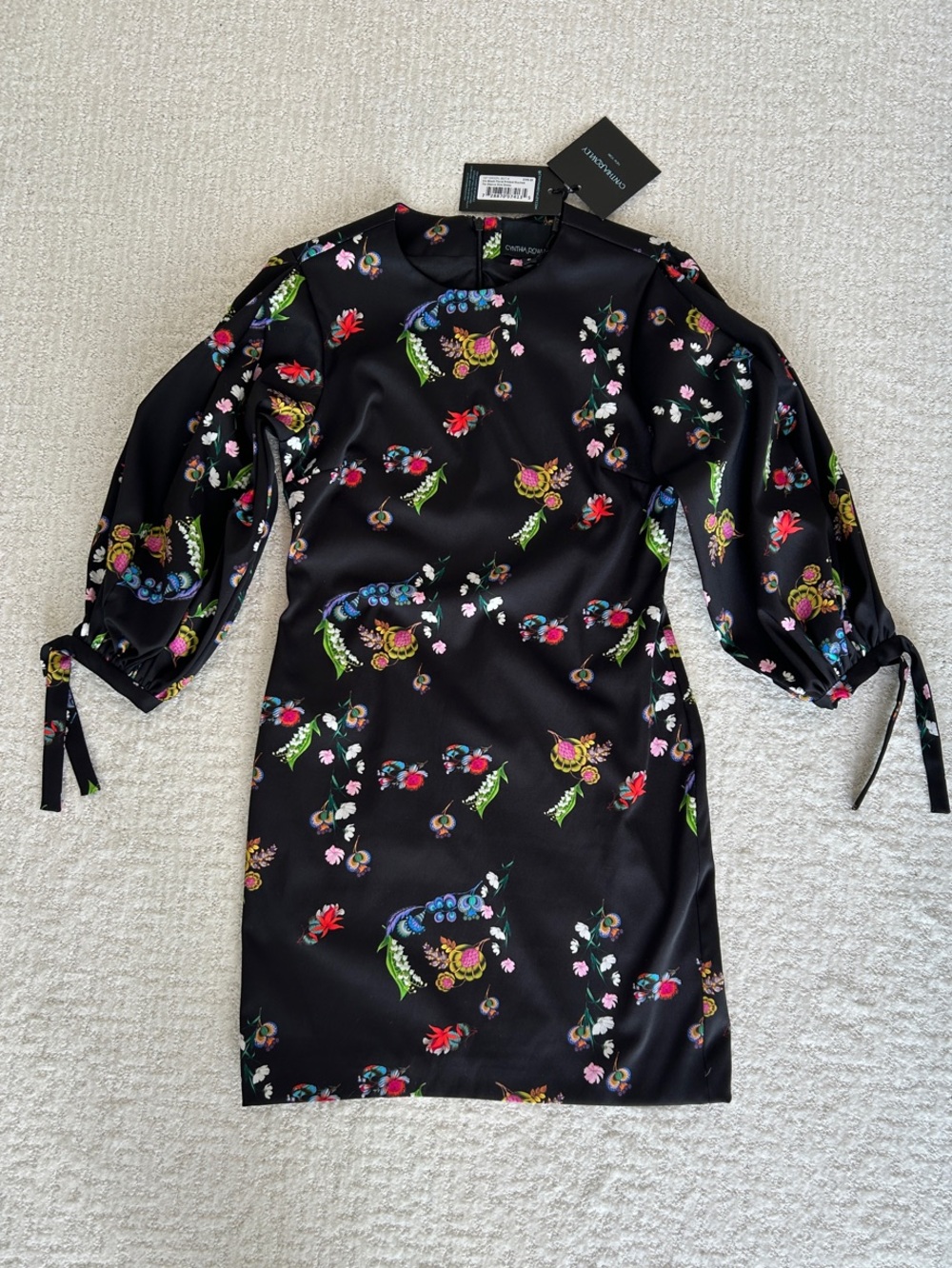 Cynthia Rowley Black Floral Printed Mini Dress
